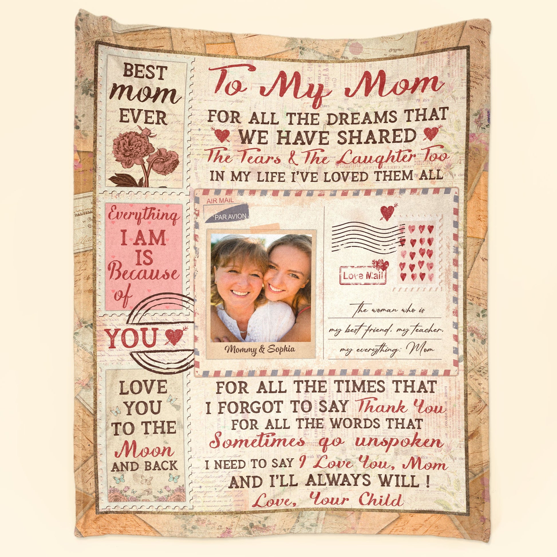 All My Love For Mom - Personalized Photo Blanket