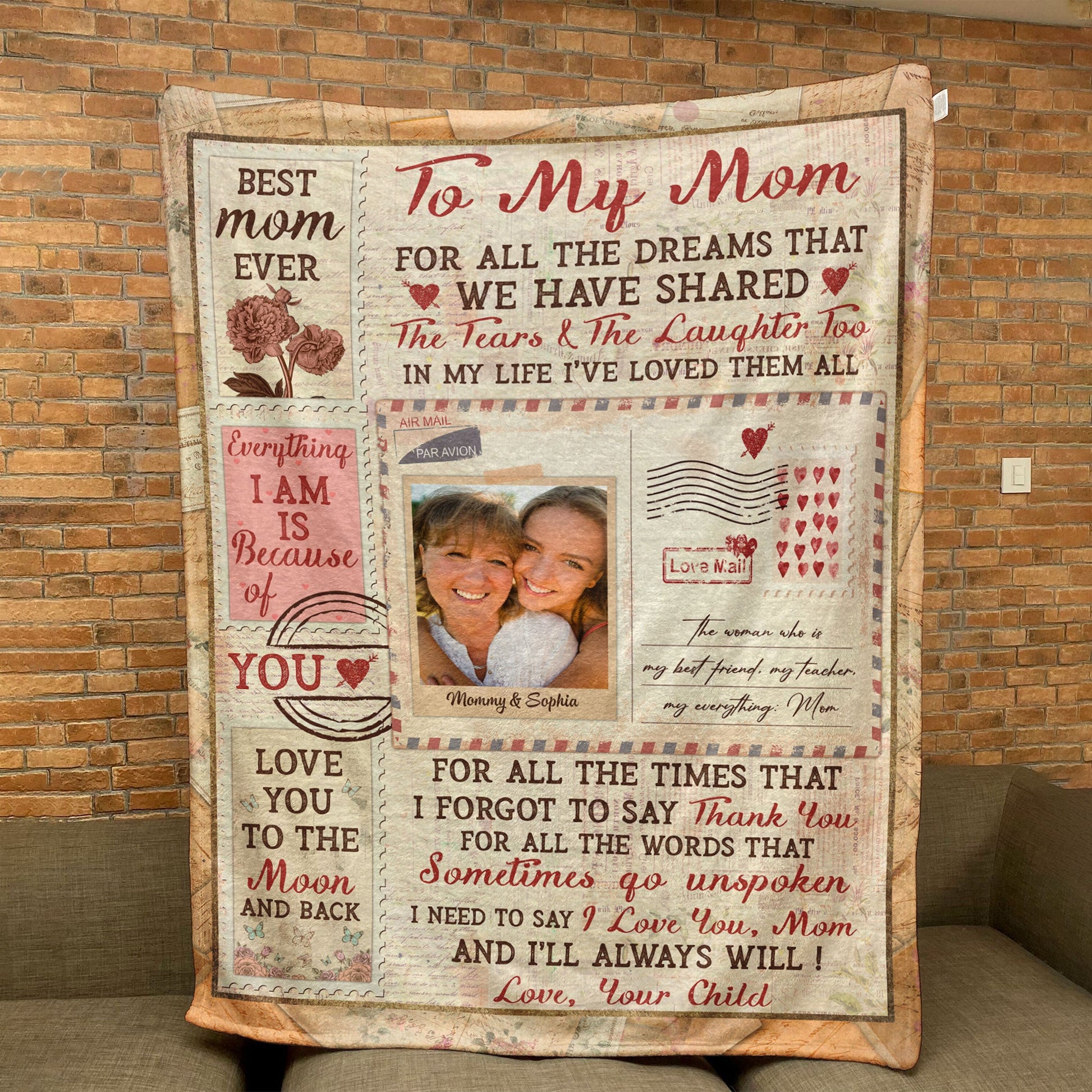 All My Love For Mom - Personalized Photo Blanket