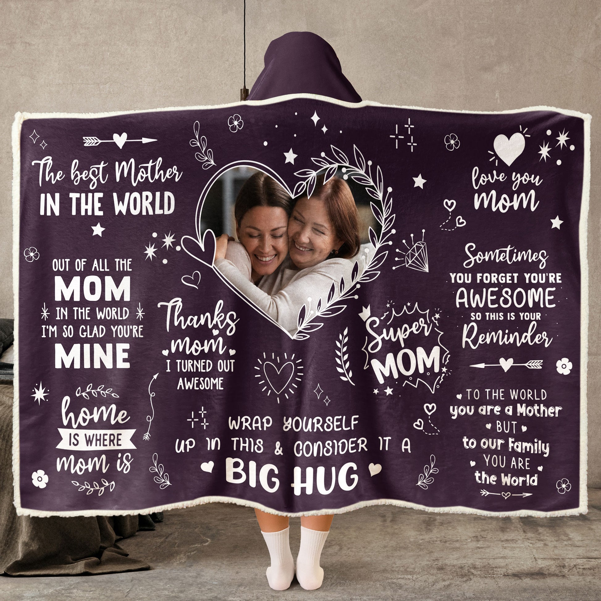 World’s Best Mom Gifts - Personalized Photo Wearable Blanket Hoodie