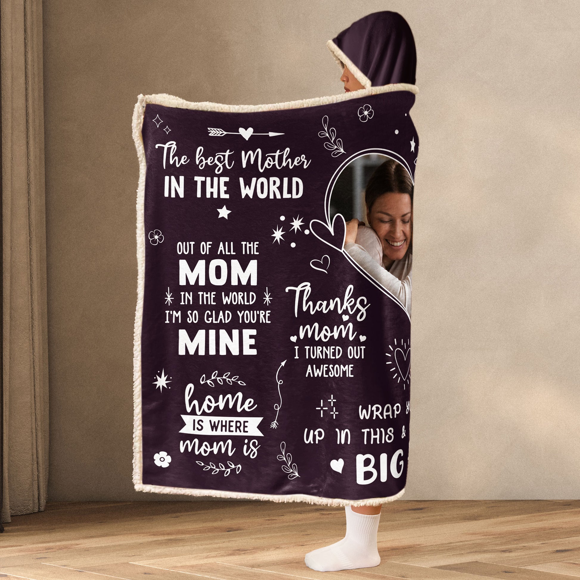 World’s Best Mom Gifts - Personalized Photo Wearable Blanket Hoodie