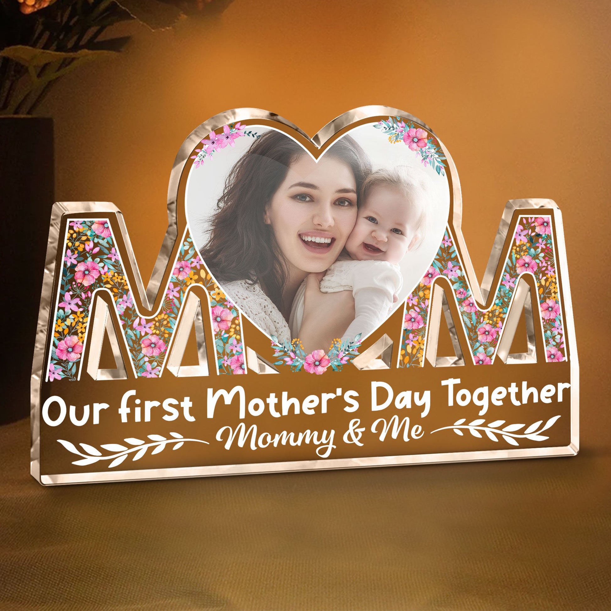 First Mother’s Day Together - Personalized Mom Shaped Acrylic Photo Plaque