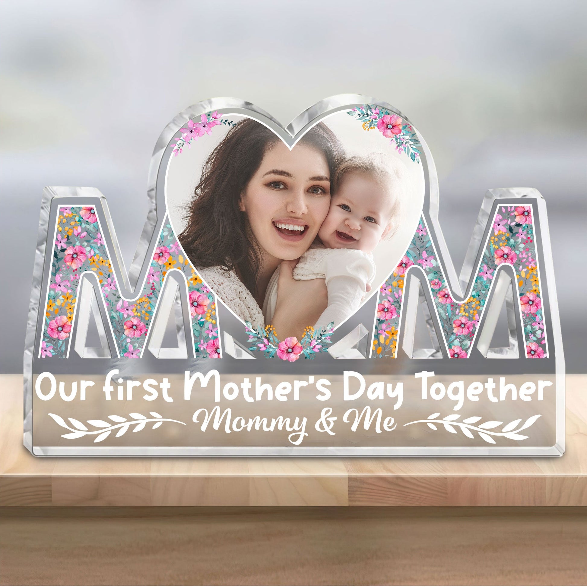 First Mother’s Day Together - Personalized Mom Shaped Acrylic Photo Plaque