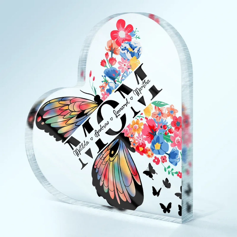 Mom, Forever Loved - Personalized Heart-Shaped Acrylic Plaque