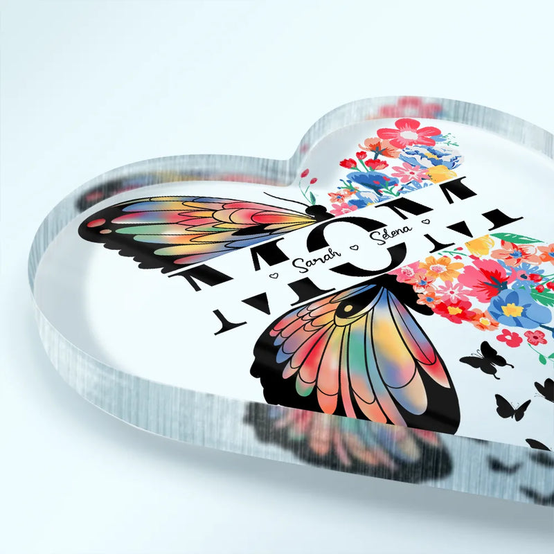 Mom, Forever Loved - Personalized Heart-Shaped Acrylic Plaque