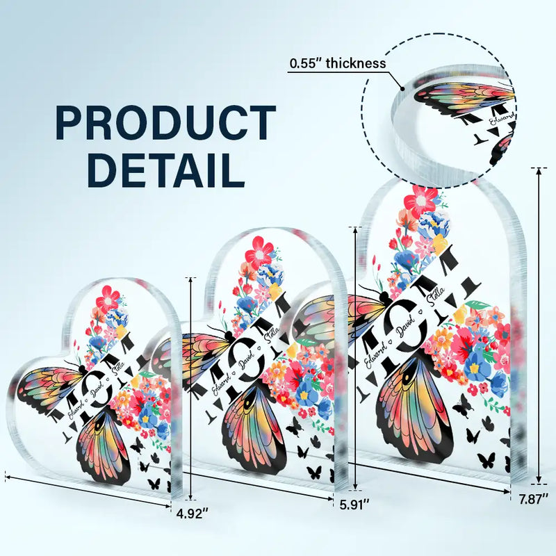 Mom, Forever Loved - Personalized Heart-Shaped Acrylic Plaque