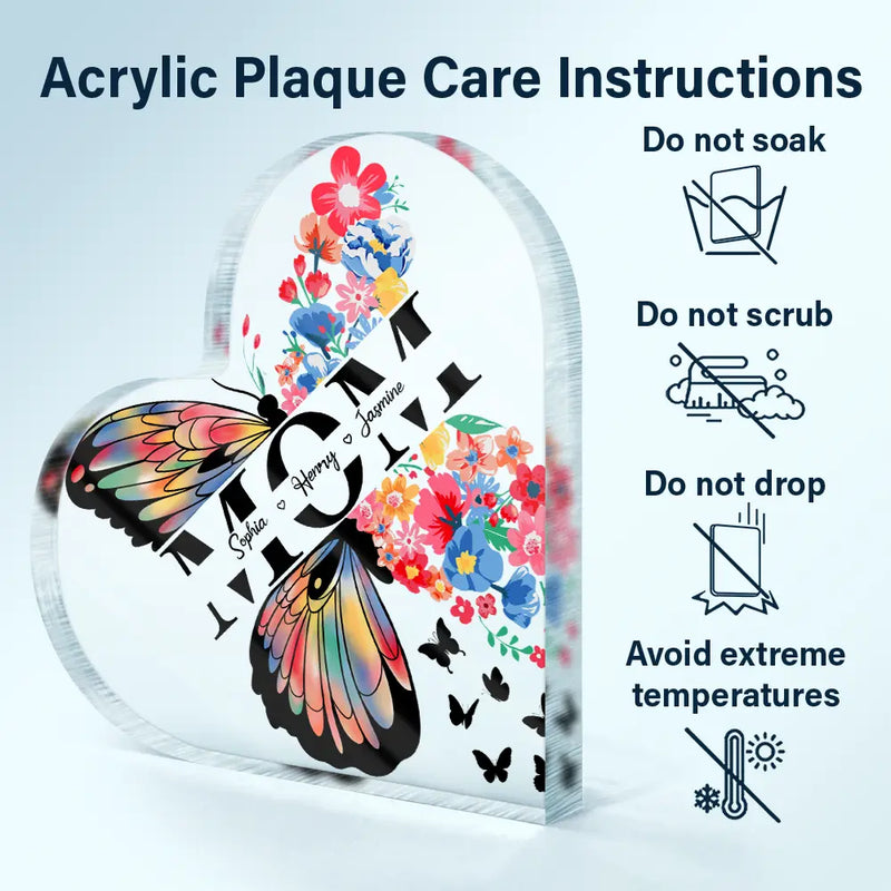 Mom, Forever Loved - Personalized Heart-Shaped Acrylic Plaque