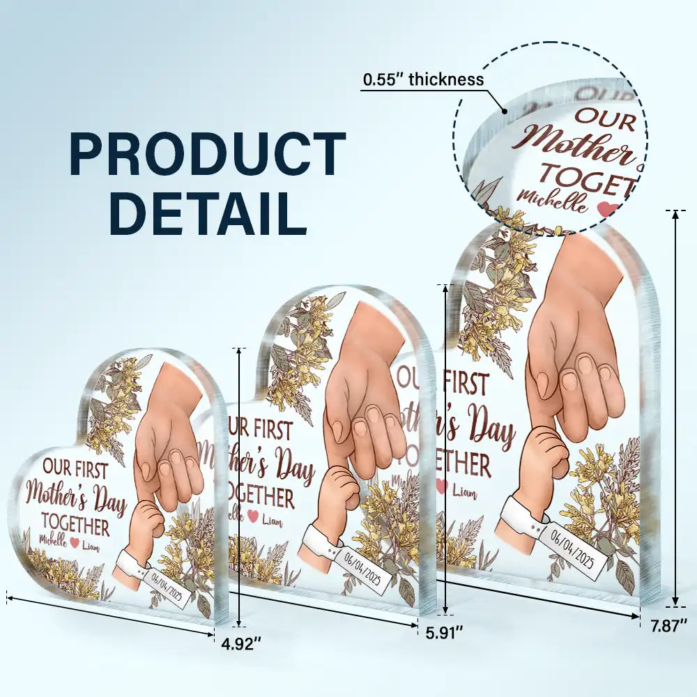 New Mom Birth Flower – Personalized Heart-Shaped Acrylic Plaque