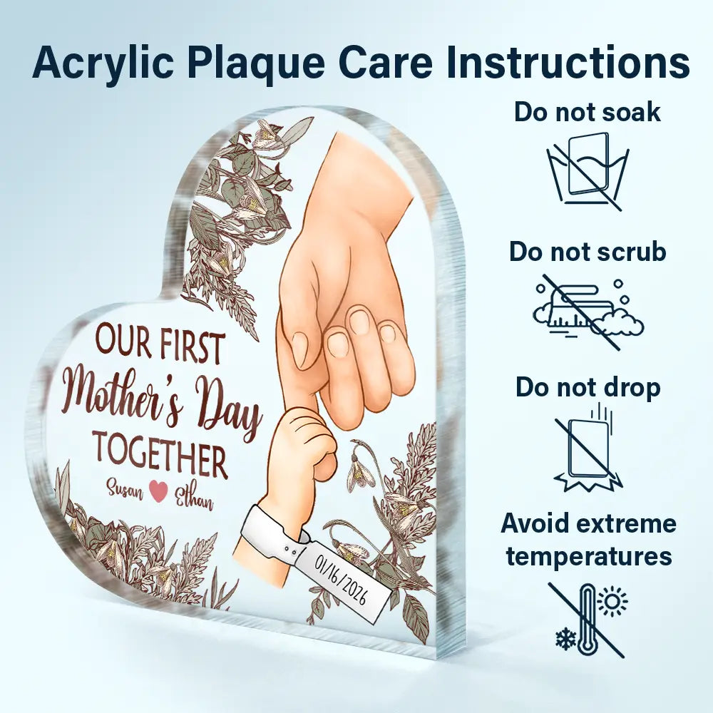 New Mom Birth Flower – Personalized Heart-Shaped Acrylic Plaque