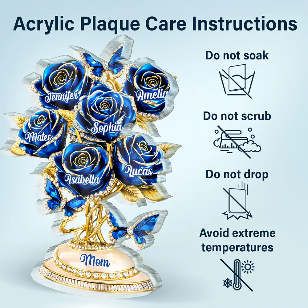 Mom’s Everlasting Love 3D Crystal Roses - Personalized Custom Acrylic Plaque