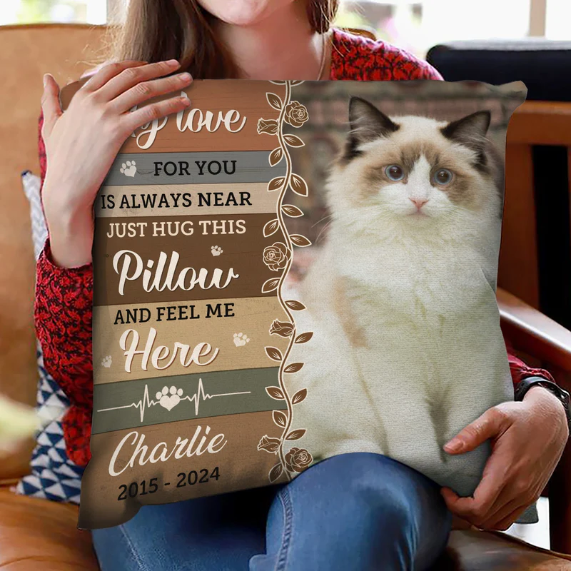 Custom Photo Dog Cat Memorial "When You Miss Me" - Personalized Pillow