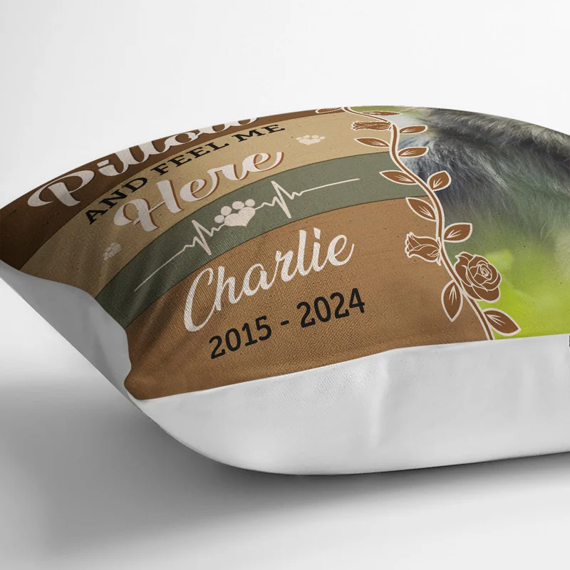 Custom Photo Dog Cat Memorial "When You Miss Me" - Personalized Pillow