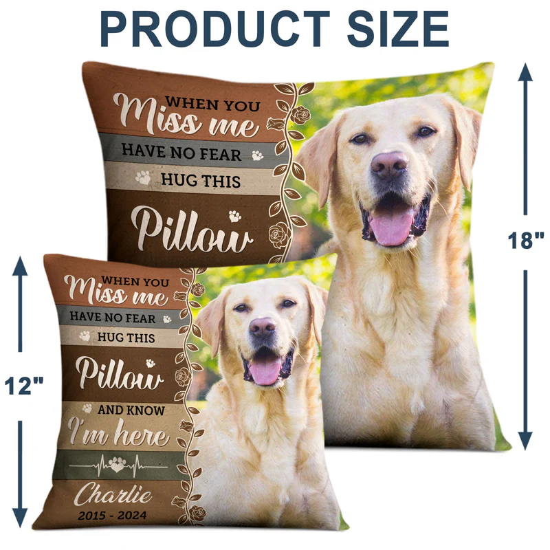 Custom Photo Dog Cat Memorial "When You Miss Me" - Personalized Pillow