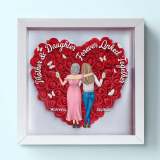 Mother Daughters Linked Together - Personalized Flower Shadow Box With LED Light