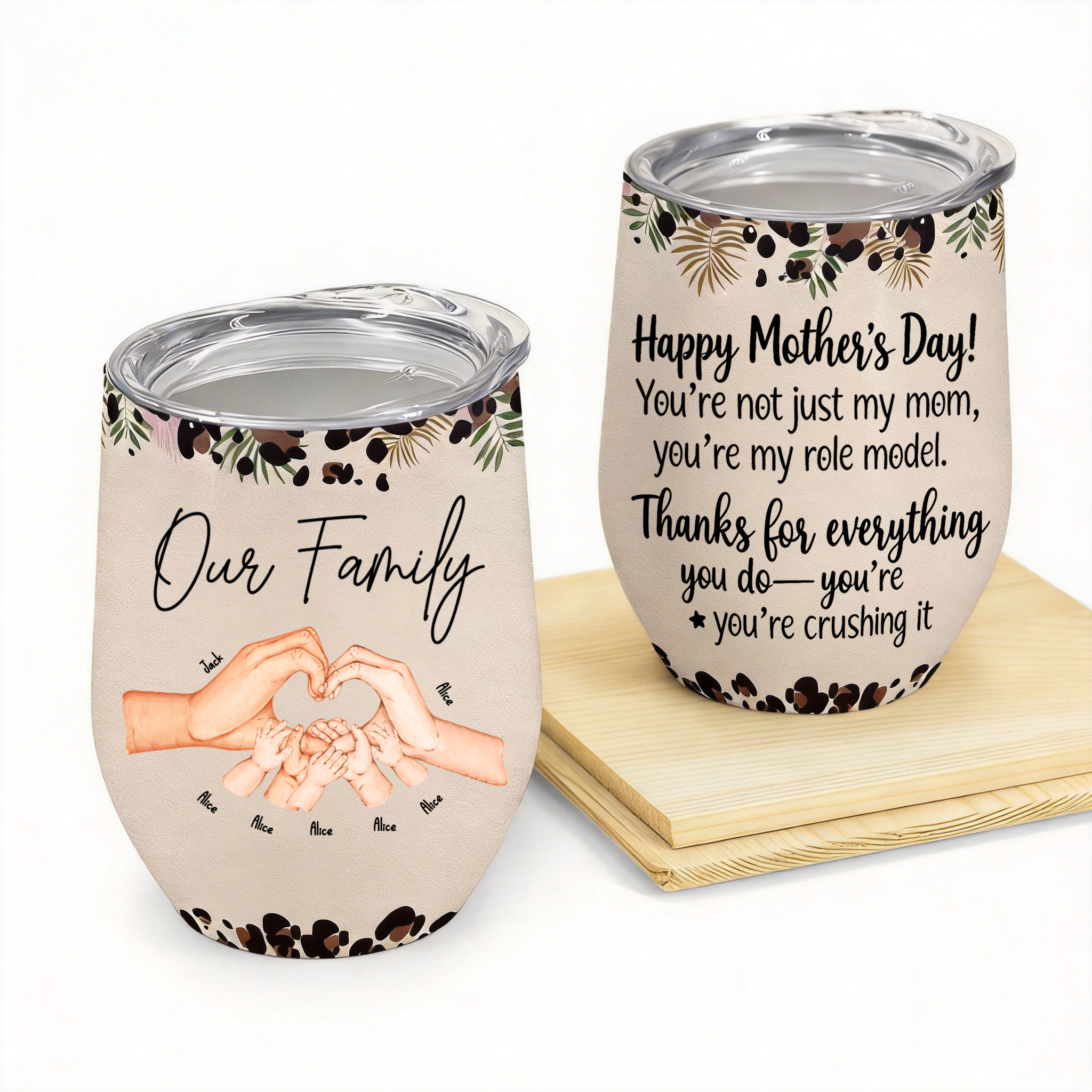Mother's Day Gift: Personalized "Our Family" Hands Tumbler