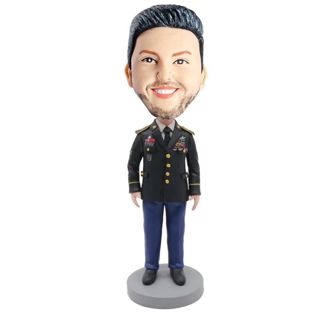 Handsome Male Soldier In Professional Uniform Custom Figure Bobblehead