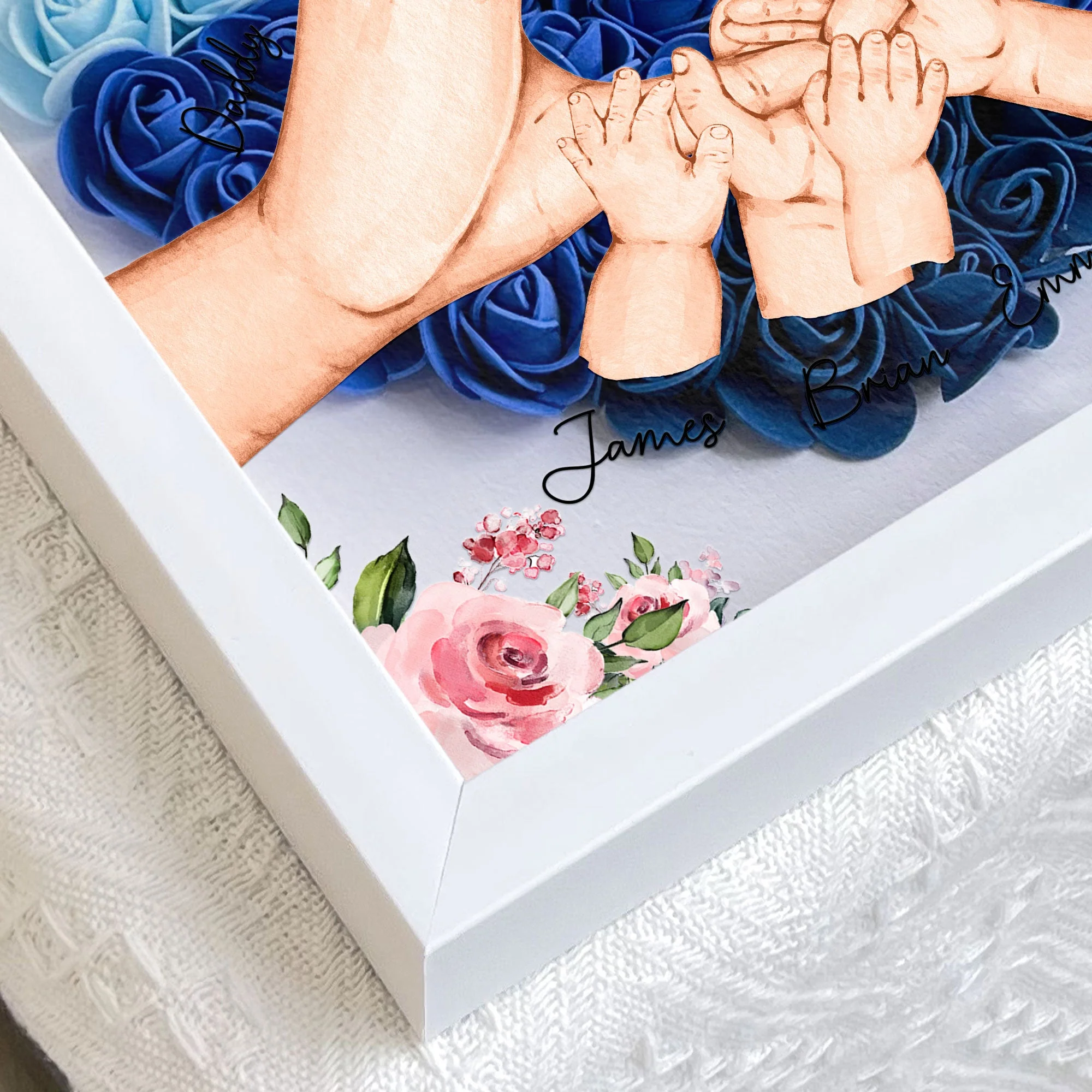 Our Family Hands: Custom Floral Shadow Box