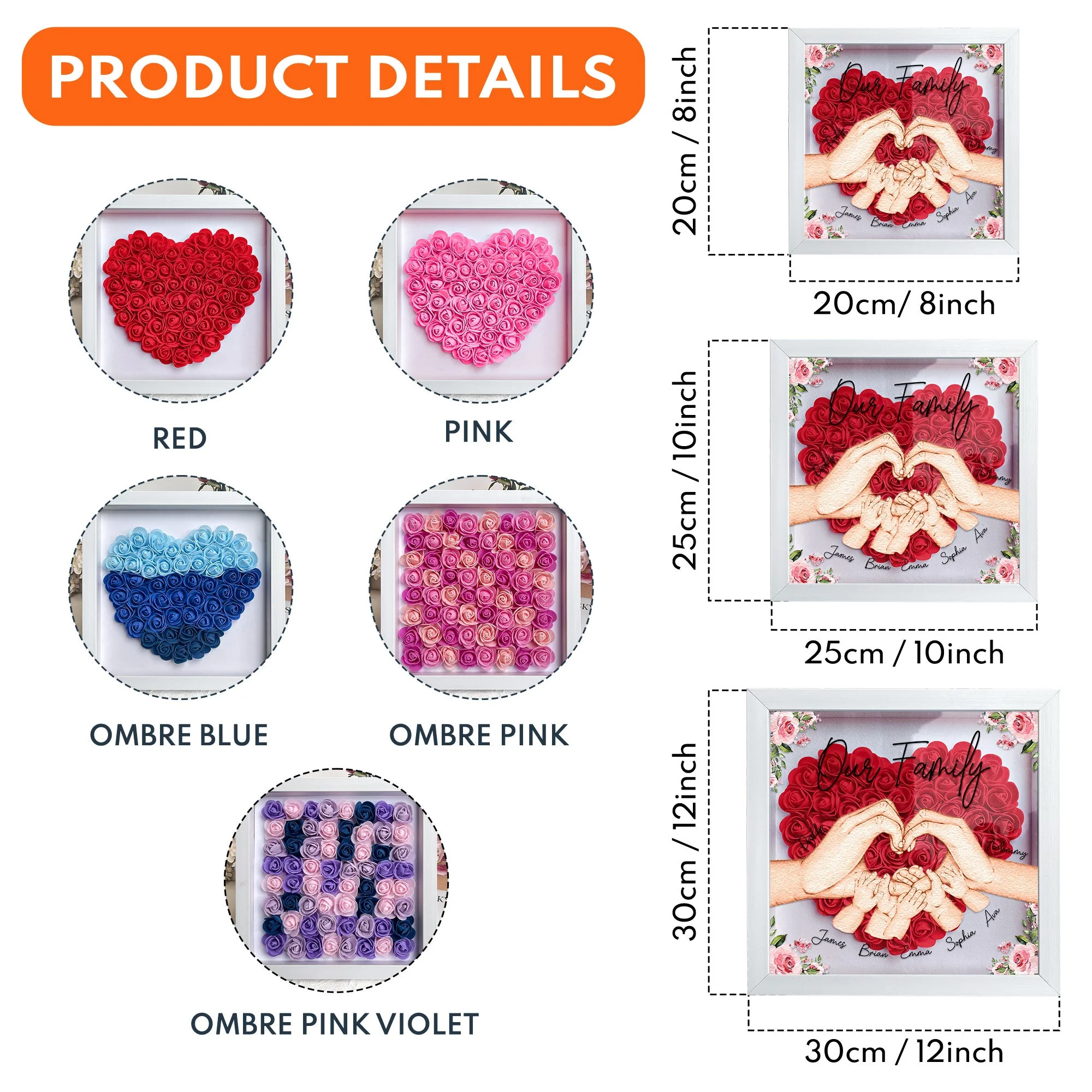 Our Family Hands: Custom Floral Shadow Box