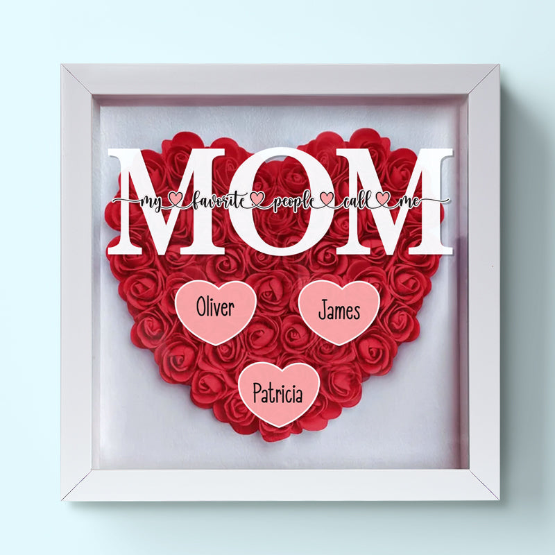 Mom Life Defined - Custom Name Flower Shadow Box | Personalized Mother's Day Décor for Mom, Grandma, or Bonus Mom | Modern Family Gift