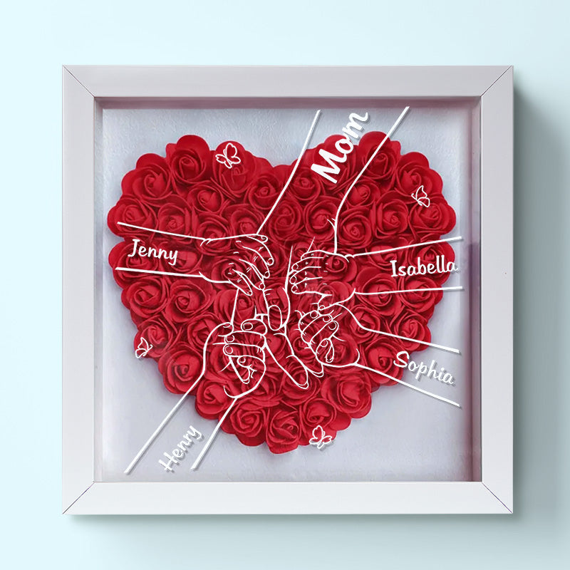 All Happy Families Resemble One Another – Personalized Floral Shadow Box for Families – Special Mother’s Day Gift for Mom & Grandma
