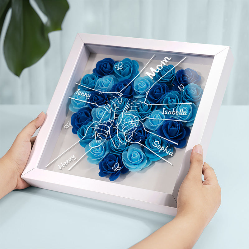 All Happy Families Resemble One Another – Personalized Floral Shadow Box for Families – Special Mother’s Day Gift for Mom & Grandma