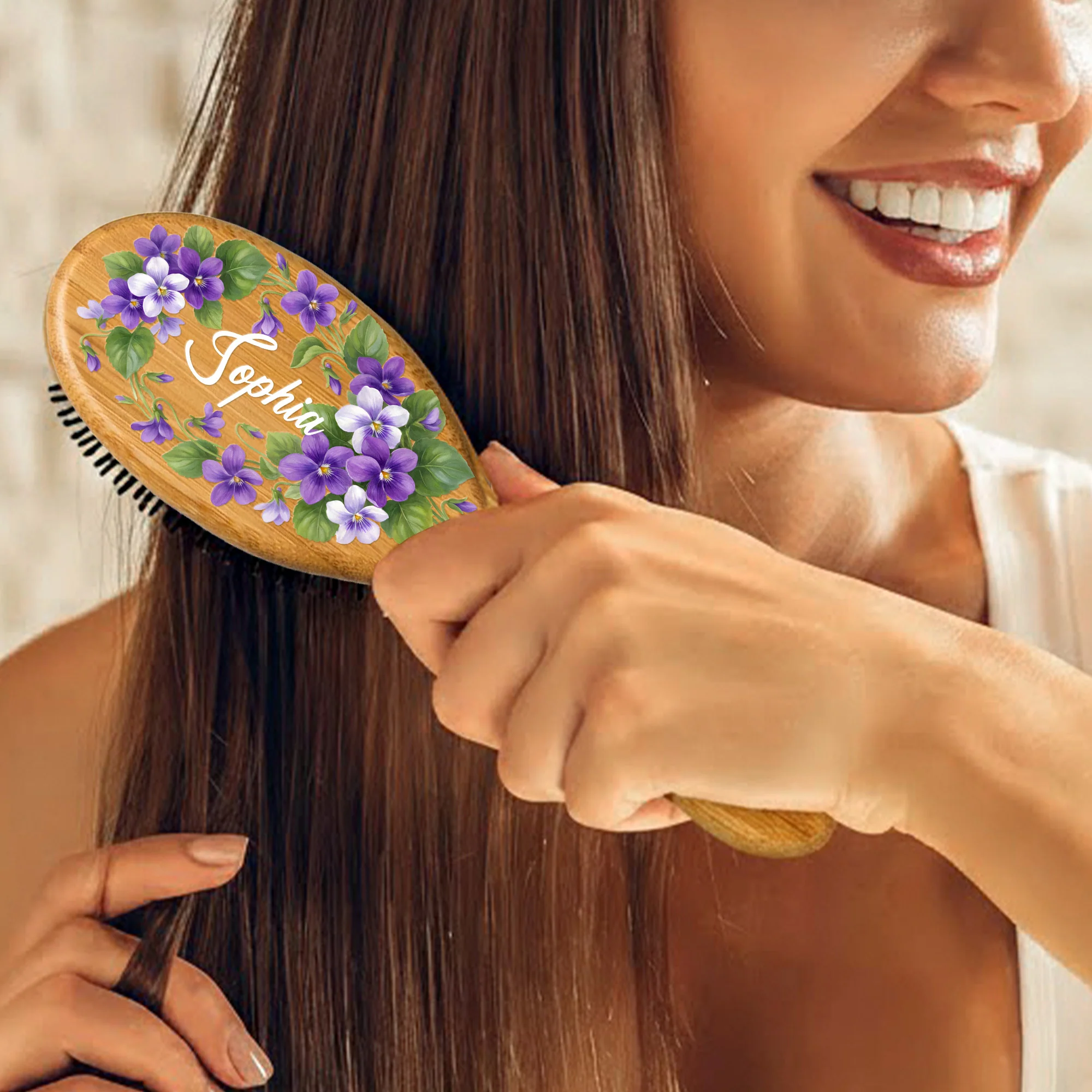 Custom Birth Flower Hair Brush: For Mom, Grandma, Daughter & Sister