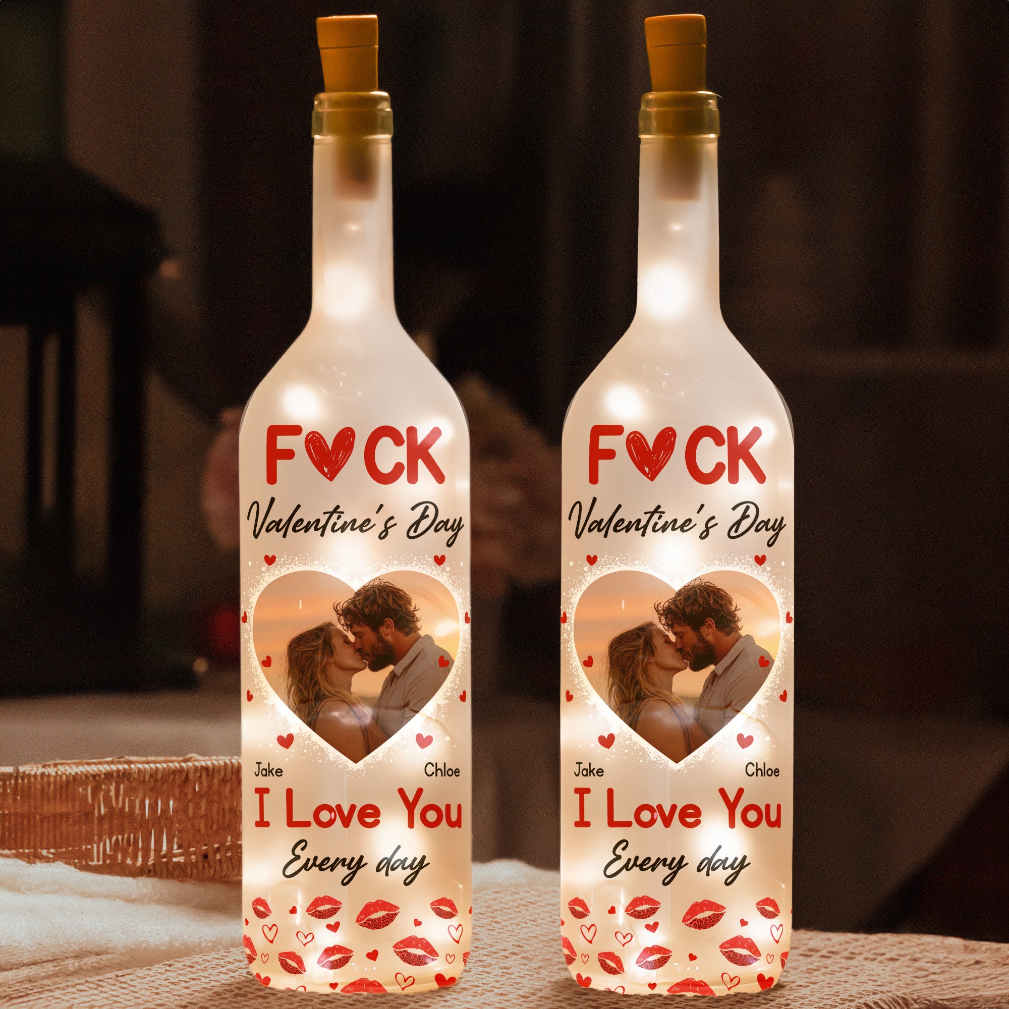 “I Love You Every Day” Bottle Lamp – Customized Photo Light for F Valentine’s Day