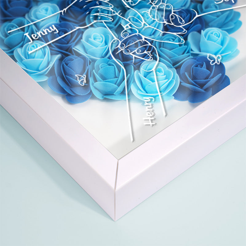 All Happy Families Resemble One Another – Personalized Floral Shadow Box for Families – Special Mother’s Day Gift for Mom & Grandma