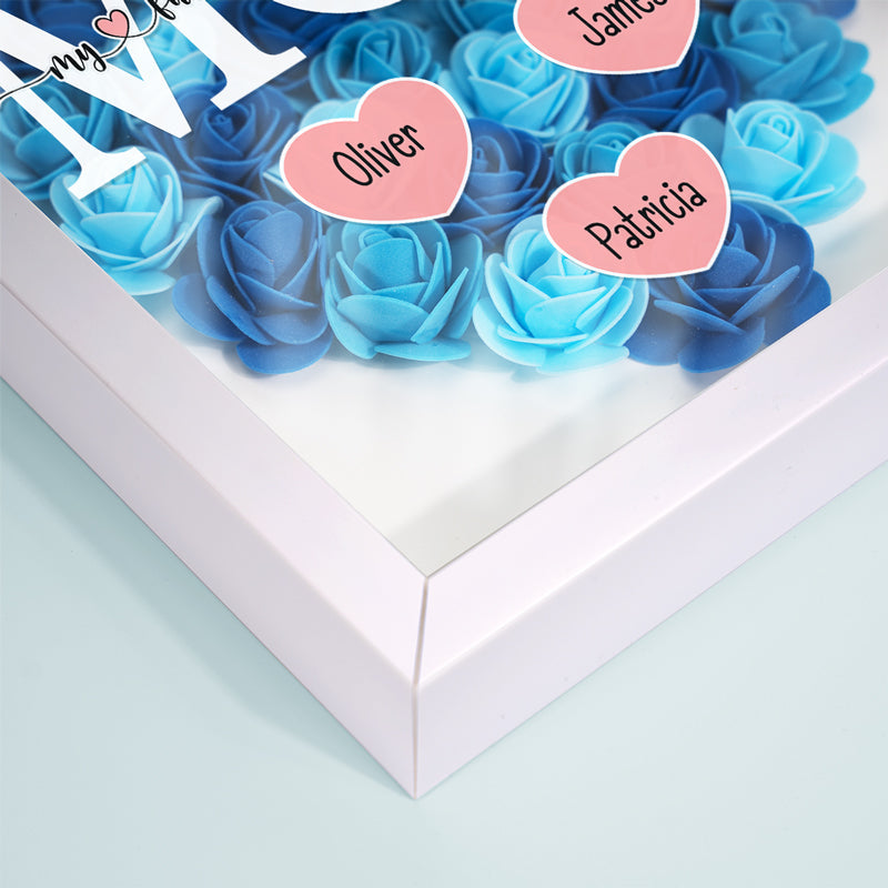 Mom Life Defined - Custom Name Flower Shadow Box | Personalized Mother's Day Décor for Mom, Grandma, or Bonus Mom | Modern Family Gift