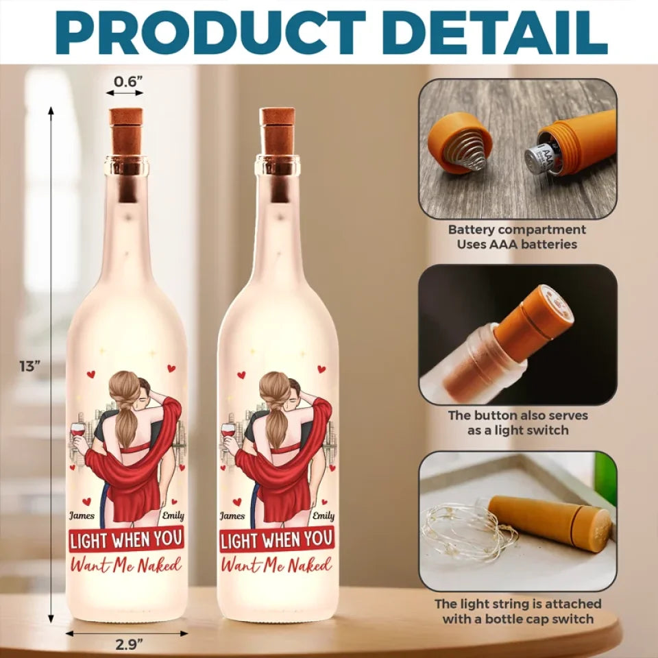 Celebrate Your Love - Personalized "You Make My Heart Smile" Bottle Lamp Gift for Anniversary