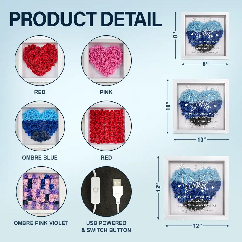 Side by Side, Heart to Heart, Wherever We Go, Whatever We Do – Mother Daughter Keepsake Light Box