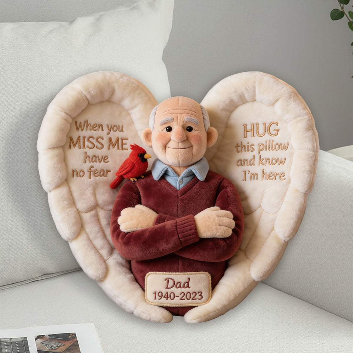 Custom Memorial Pillow – When You Miss Me – Personalized Photo Faux Fur Shaped Throw Pillow