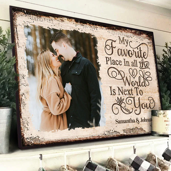 My Favorite Love Story Is Ours – Custom Photo Personalized Horizontal Poster, Romantic Gift for Husband & Wife, Anniversary Gift