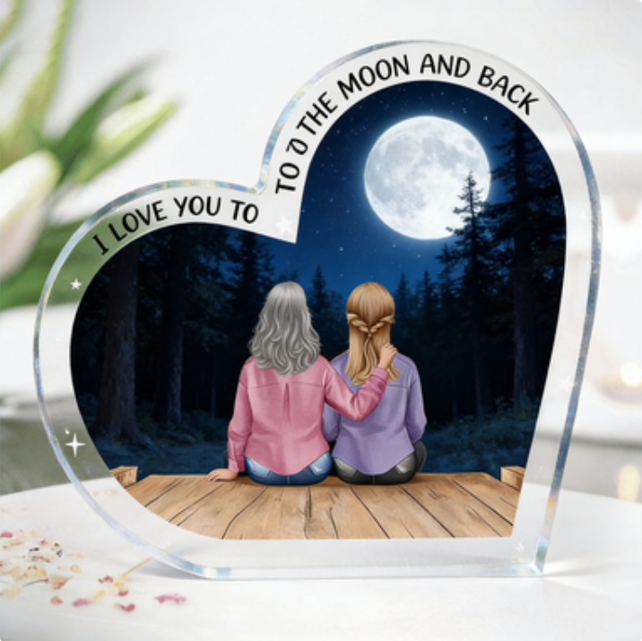 Mom, My Love For You Is To The Moon & Back - Personalized Acrylic Plaque