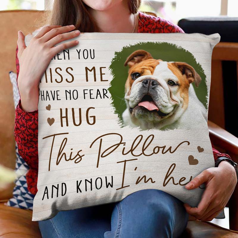 When You Miss Me – Custom Photo Personalized Memorial Pillow, Comfort Gift for Family, Friends, or Siblings