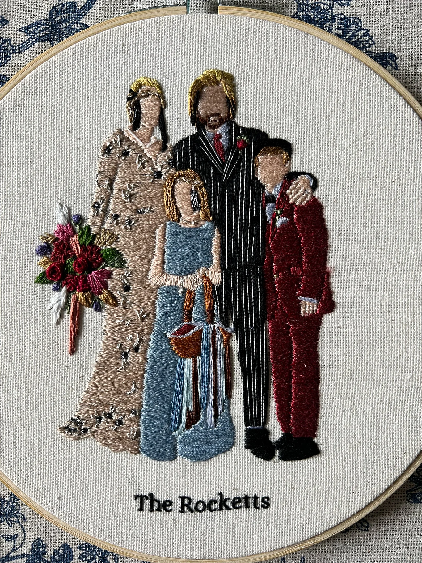 Custom Embroidered Portrait | Family Portrait | Friends Portrait | Anniversary Gift