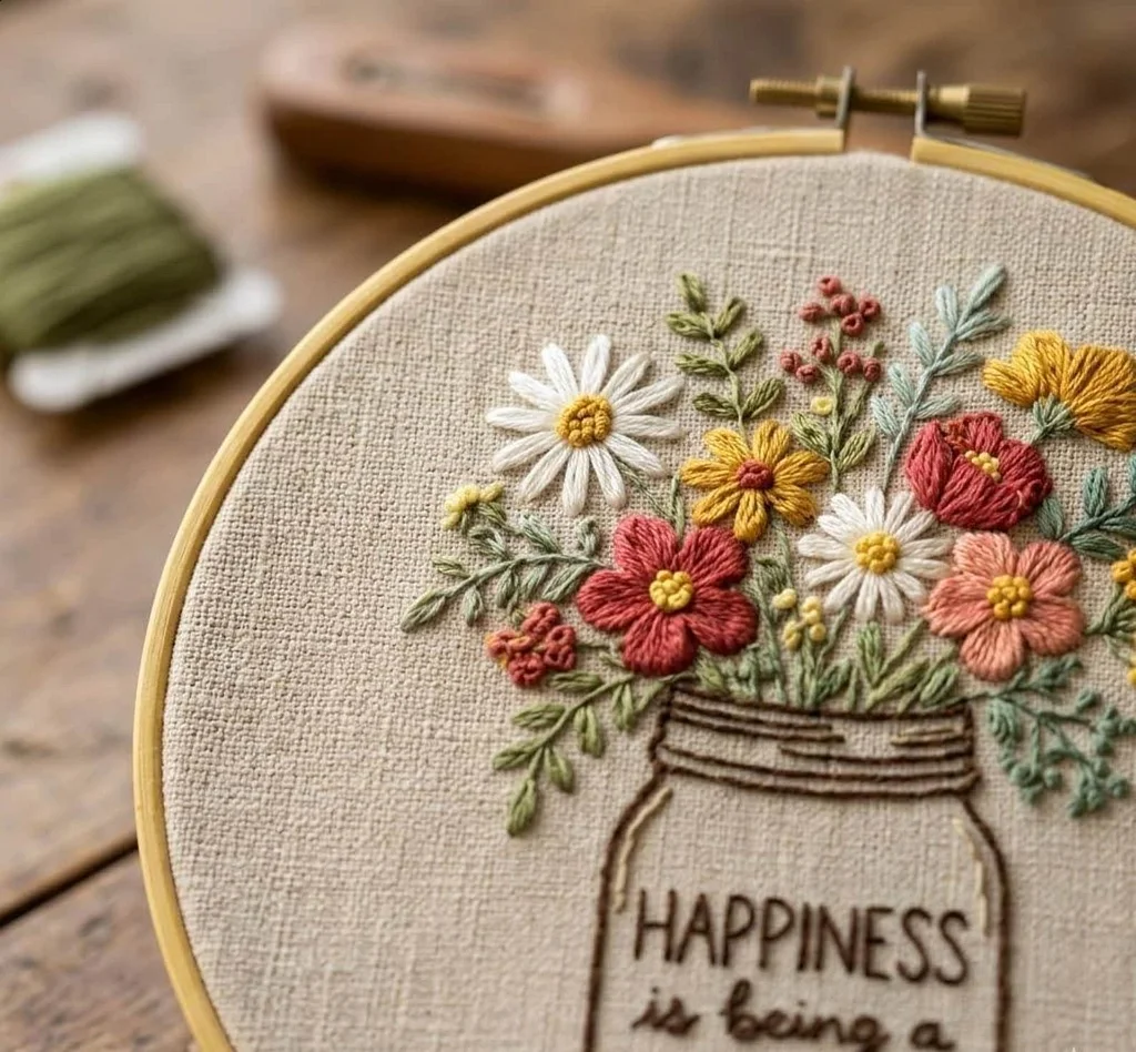 Mama Embroidery Hoop, Floral Mama Embroidery, Family Embroidery, Linen Hand Embroidery Hoop Art, Mother Gift, Nursery Wall Decor