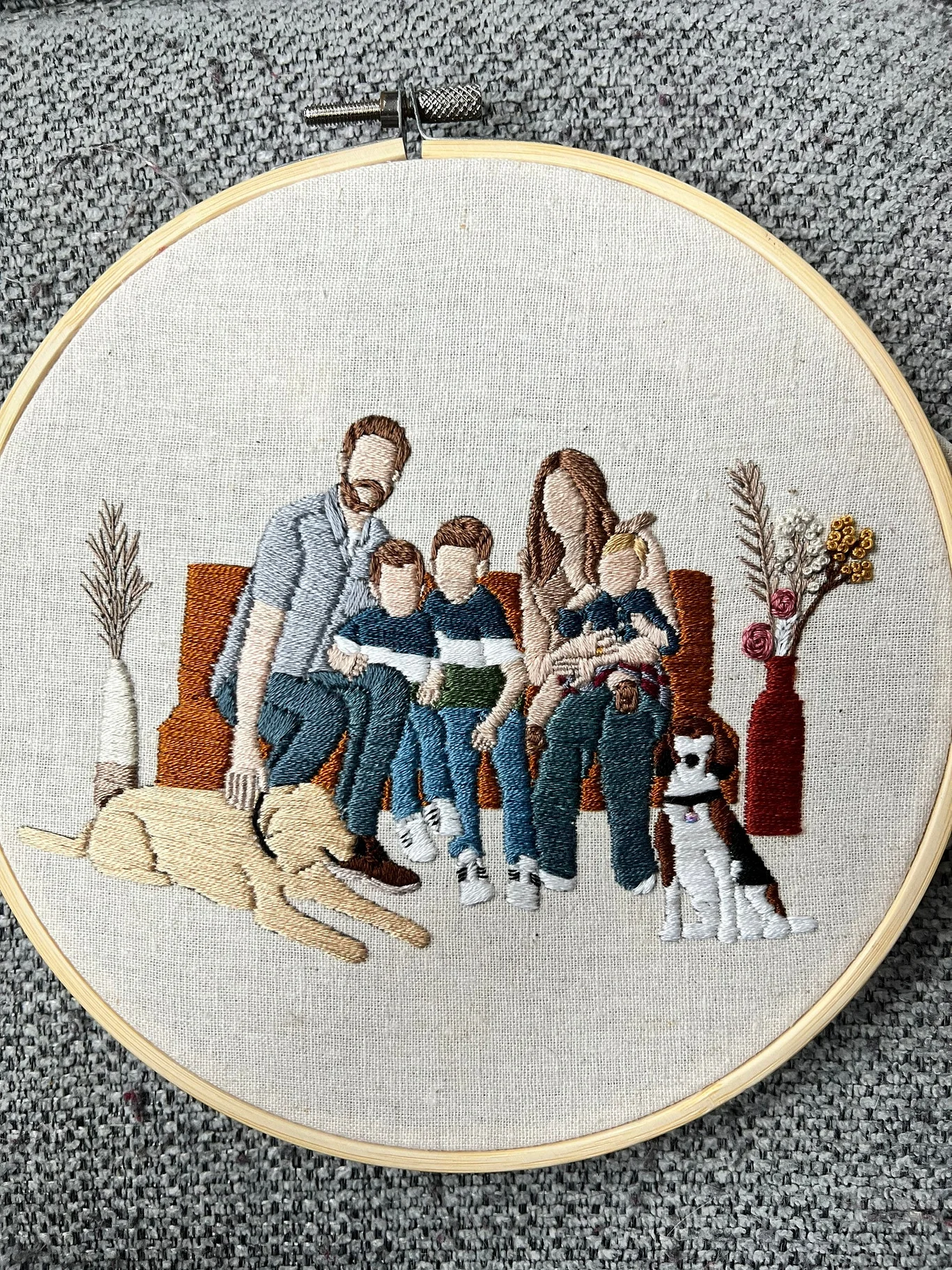 Custom Embroidered Portrait | Family Portrait | Friends Portrait | Anniversary Gift