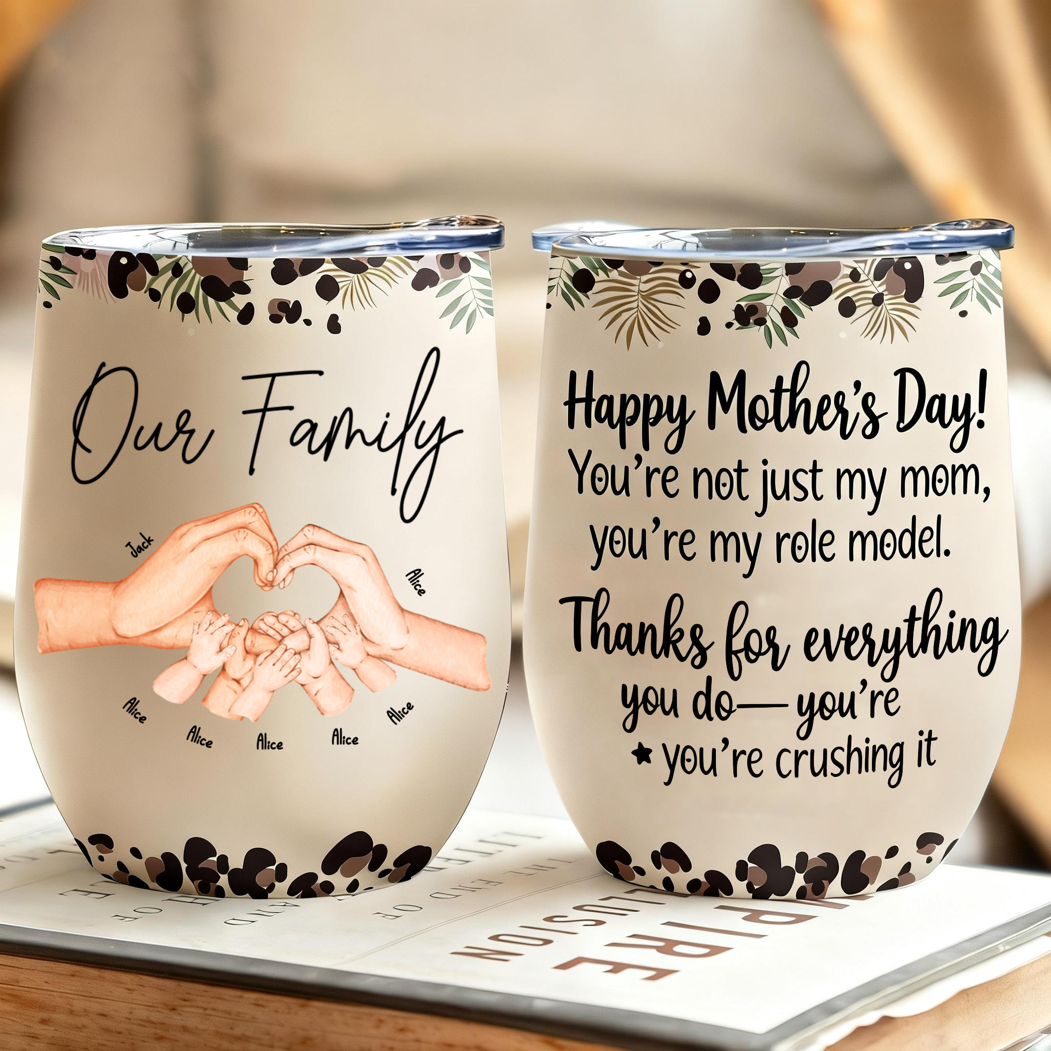 Mother's Day Gift: Personalized "Our Family" Hands Tumbler