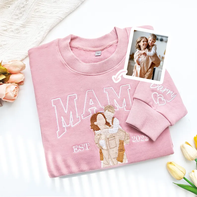 Custom Mama Sweatshirt with Photo – Personalized Mom Sweatshirt, Custom Family Picture Shirt, Unique Motherhood Gift