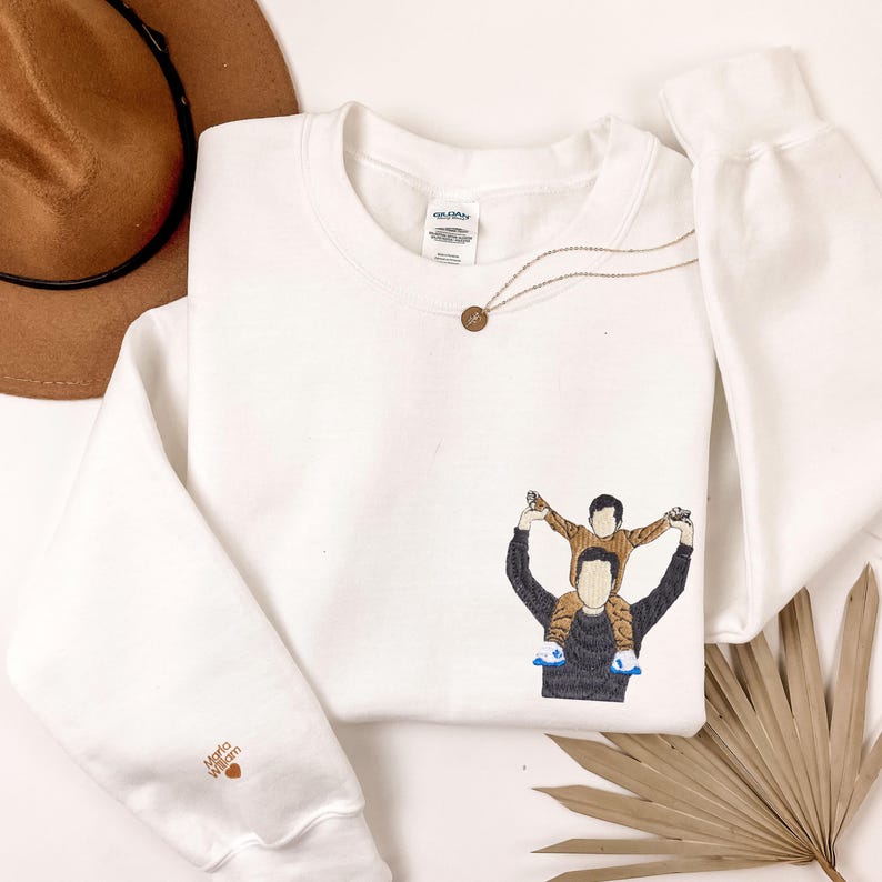 Custom Embroidered Portrait Sweatshirt, Personalized Photo Gift, Embroidered Photo Shirt, Couple Portrait Hoodie