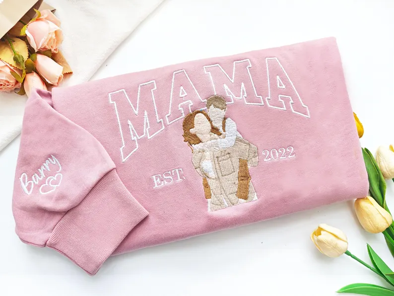 Custom Mama Sweatshirt with Photo – Personalized Mom Sweatshirt, Custom Family Picture Shirt, Unique Motherhood Gift