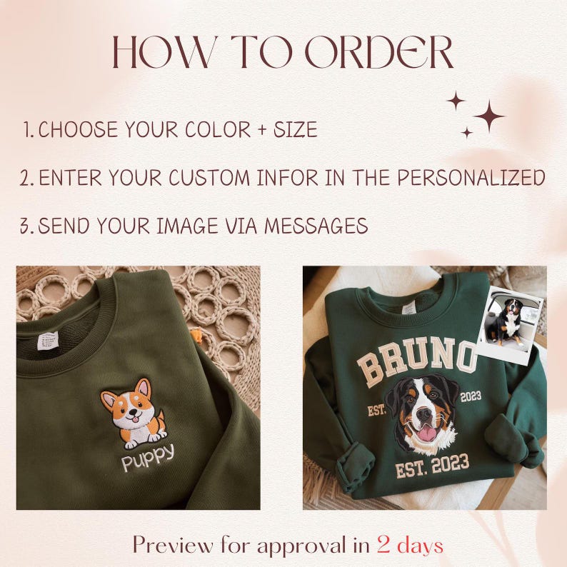 Personalized Embroidered Dog or Cat Portrait Sweatshirt, Custom Pet Photo Hoodie, Unique Gift for Pet Lovers