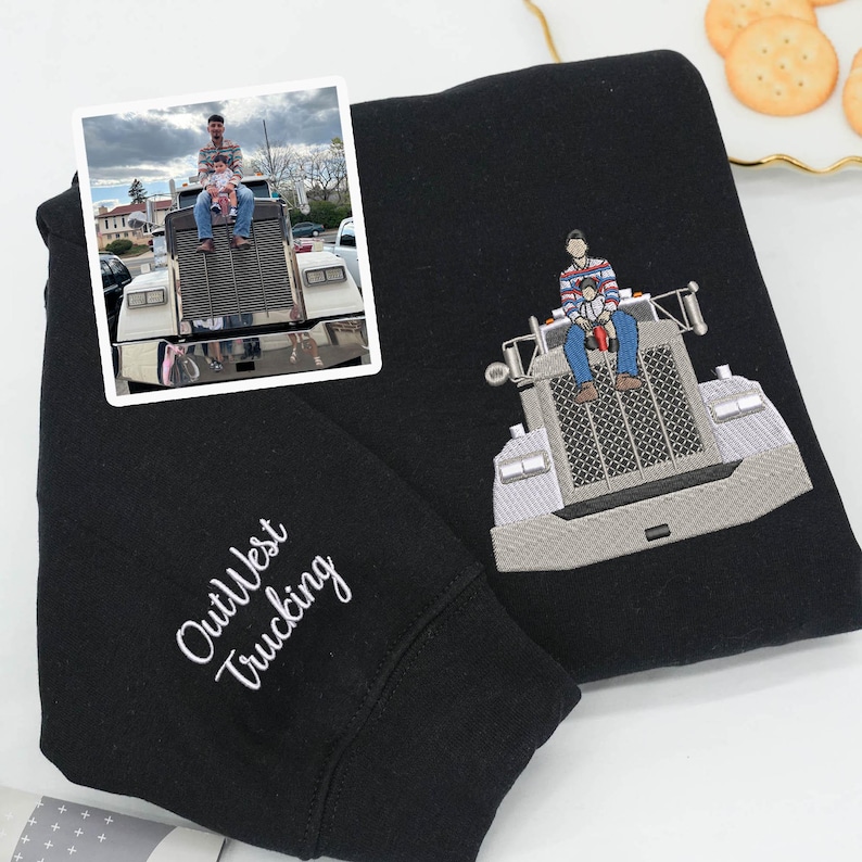 Custom Embroidered Family Portrait Sweatshirt, Personalized Family Reunion Gift