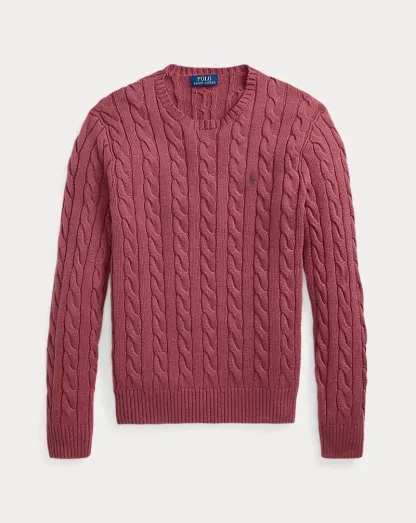 POLO Cable-Knit Cotton Crew Neck Sweater
