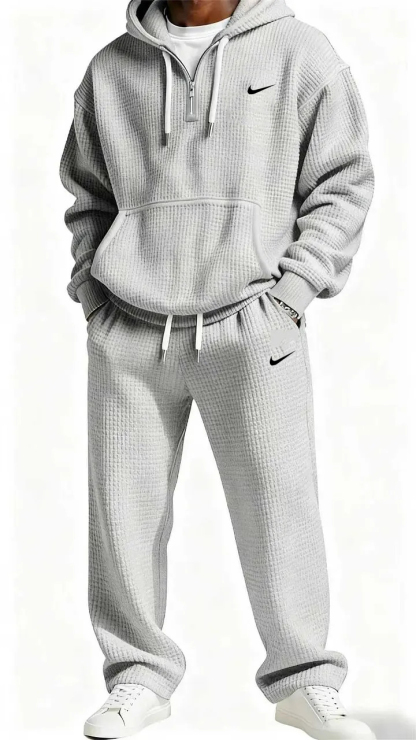 Men's Waffle Knit Hoodie and Sweatpants Set