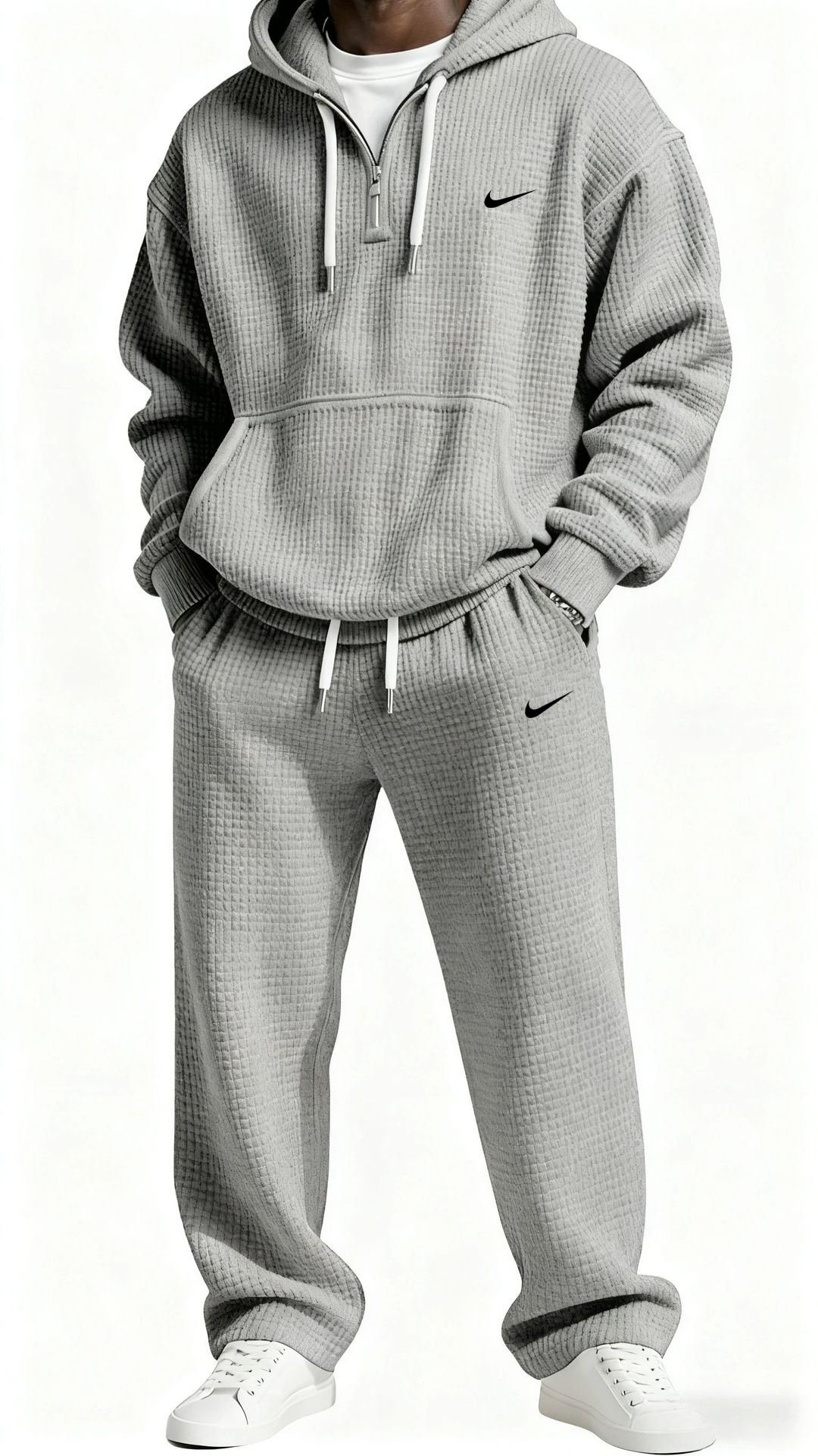 Men's Waffle Knit Hoodie and Sweatpants Set