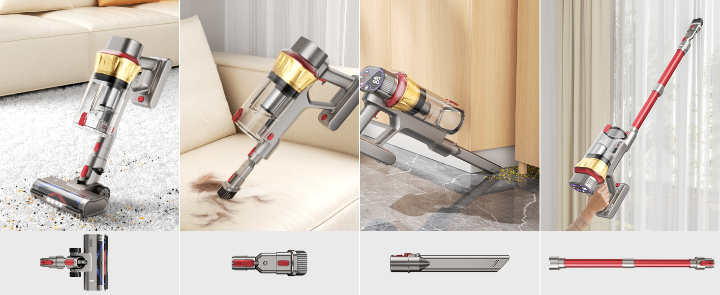 cordless stick vacuum lightweight handheld powerful suction long battery life pet