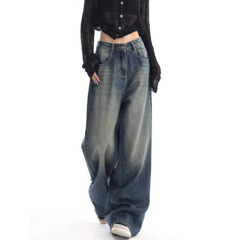 New American Retro Washed Jeans For Women