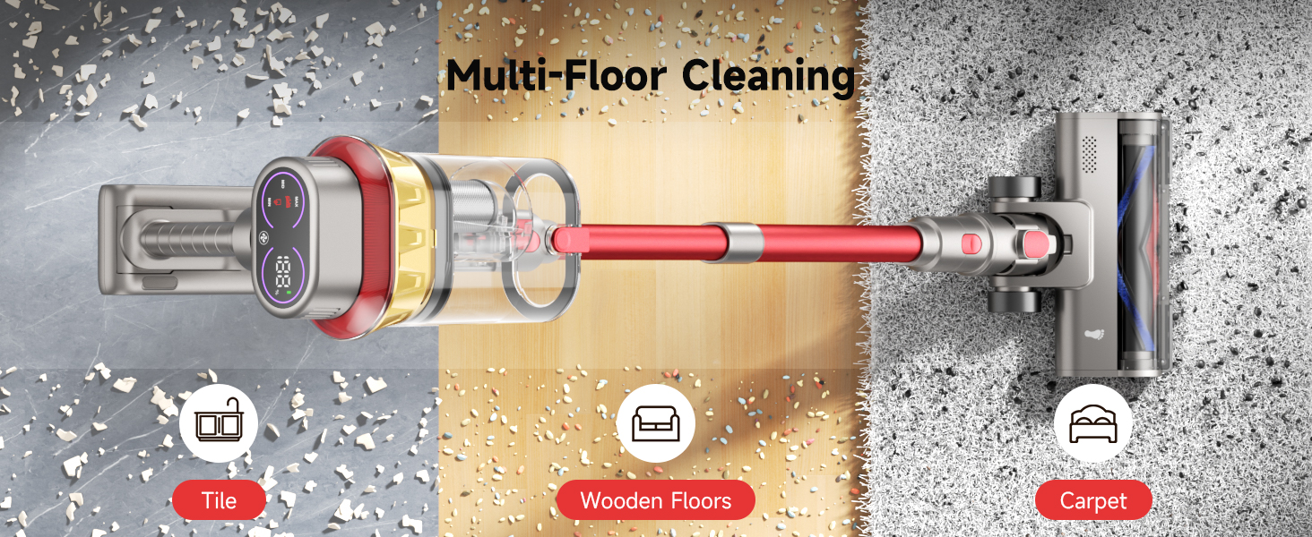 cordless stick vacuum lightweight handheld powerful suction long battery life pet