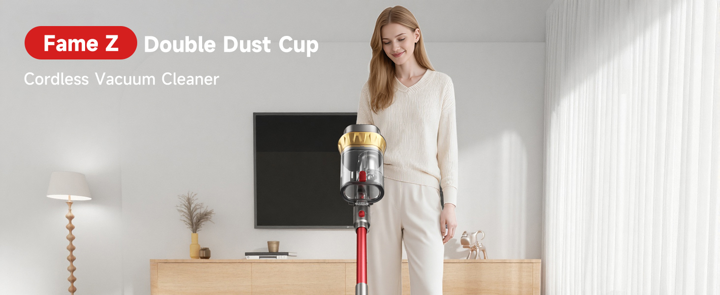 cordless stick vacuum lightweight handheld powerful suction long battery life pet hair